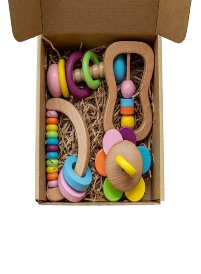 CURVEAR Wooden Baby Rattle Toys 100% Non Toxic Wooden Toys Soft & Safe Sensory Toys for Newborns & Infants BPA-Free, Easy to Hold, Developmental Teething Toys Handcrafted Baby Toys for 0 to 6 Month. - Image 1